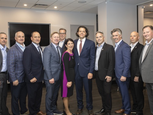 AFF Local 94 Uniformed Fire Officers Association President James Brosi and his executive board Suzy Ballantyne, Joe Canovas, and IAFF Local 94 Uniformed Firefighter Association Andrew Ansbro with his executive board.