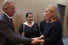 911 Health Watch Board Member Richard Alles greets Senator Gillibrand